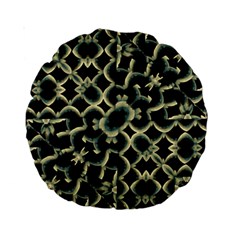 Dark Interlace Motif Mosaic Pattern Standard 15  Premium Round Cushions by dflcprintsclothing