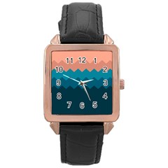 Flat Ocean Palette Rose Gold Leather Watch  by goljakoff