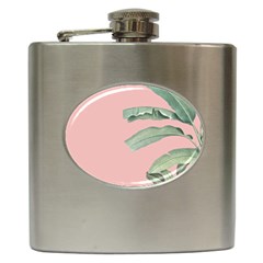 Palm Leaf On Pink Hip Flask (6 Oz) by goljakoff