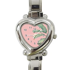 Palm Leaf On Pink Heart Italian Charm Watch by goljakoff