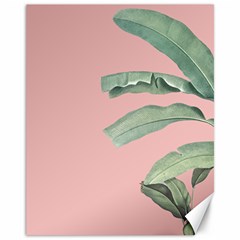 Palm Leaf On Pink Canvas 11  X 14  by goljakoff