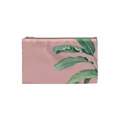 Palm Leaf On Pink Cosmetic Bag (small) by goljakoff