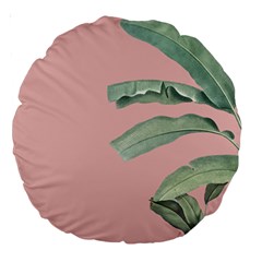 Palm Leaf On Pink Large 18  Premium Round Cushions by goljakoff