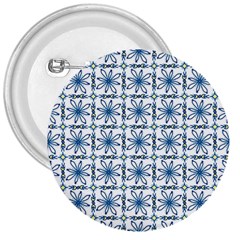 Azulejo Style Blue Tiles 3  Buttons by MintanArt
