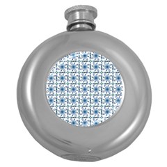 Azulejo style blue tiles Round Hip Flask (5 oz)