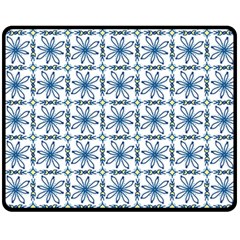 Azulejo Style Blue Tiles Fleece Blanket (medium) 