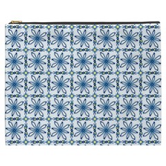 Azulejo Style Blue Tiles Cosmetic Bag (xxxl) by MintanArt