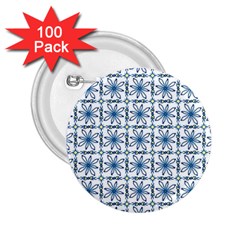 Azulejo Style Blue Tiles 2 25  Buttons (100 Pack)  by MintanArt