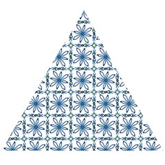 Azulejo Style Blue Tiles Wooden Puzzle Triangle