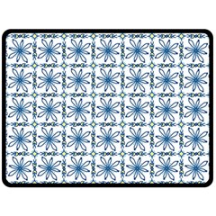 Azulejo Style Blue Tiles Double Sided Fleece Blanket (large)  by MintanArt