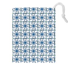 Azulejo Style Blue Tiles Drawstring Pouch (5xl) by MintanArt