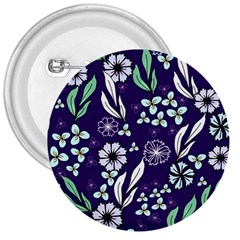 Floral Blue Pattern 3  Buttons