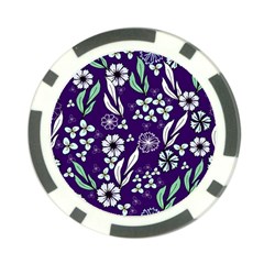 Floral Blue Pattern Poker Chip Card Guard (10 Pack) by MintanArt