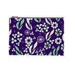 Floral blue pattern Cosmetic Bag (Large) Front