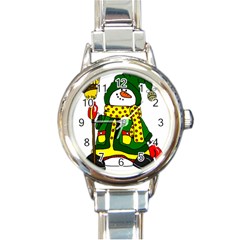 Christmas Snowman  Round Italian Charm Watch by IIPhotographyAndDesigns