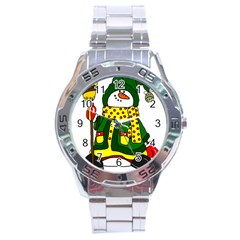 Christmas Snowman  Stainless Steel Analogue Watch by IIPhotographyAndDesigns