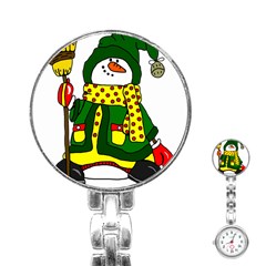 Christmas Snowman  Stainless Steel Nurses Watch by IIPhotographyAndDesigns