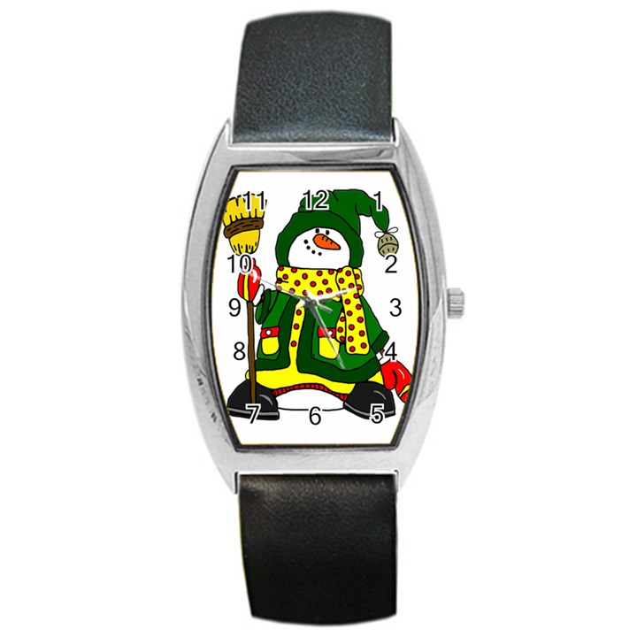 Christmas Snowman  Barrel Style Metal Watch