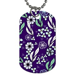 Floral Blue Pattern  Dog Tag (two Sides) by MintanArt