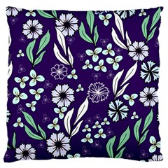 Floral Blue Pattern  Large Cushion Case (one Side) by MintanArt