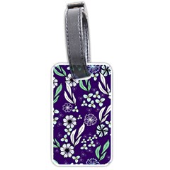Floral Blue Pattern  Luggage Tag (one Side) by MintanArt