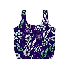 Floral Blue Pattern  Full Print Recycle Bag (s) by MintanArt