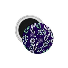 Floral Blue Pattern  1 75  Magnets by MintanArt