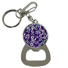 Floral Blue Pattern  Bottle Opener Key Chain by MintanArt