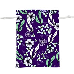 Floral Blue Pattern   Lightweight Drawstring Pouch (xl) by MintanArt