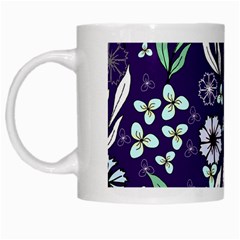 Floral Blue Pattern  White Mugs by MintanArt