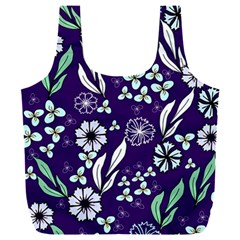 Floral Blue Pattern  Full Print Recycle Bag (xxl) by MintanArt