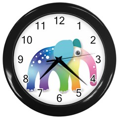 Illustrations Elephant Colorful Pachyderm Wall Clock (black) by HermanTelo