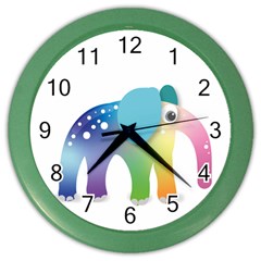 Illustrations Elephant Colorful Pachyderm Color Wall Clock by HermanTelo