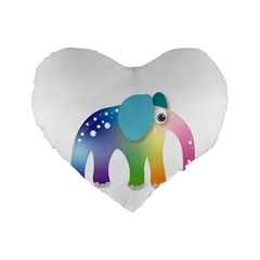 Illustrations Elephant Colorful Pachyderm Standard 16  Premium Heart Shape Cushions by HermanTelo