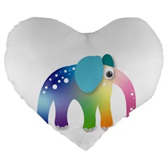 Illustrations Elephant Colorful Pachyderm Large 19  Premium Heart Shape Cushions