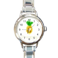 Pineapple Fruit Watercolor Painted Round Italian Charm Watch