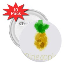 Pineapple Fruit Watercolor Painted 2 25  Buttons (10 Pack) 