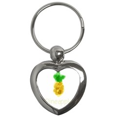 Pineapple Fruit Watercolor Painted Key Chain (heart)