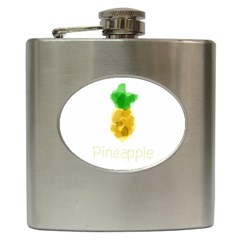Pineapple Fruit Watercolor Painted Hip Flask (6 Oz)