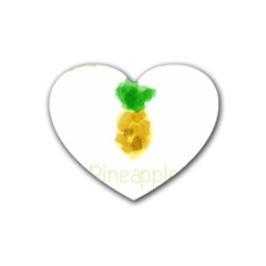 Pineapple Fruit Watercolor Painted Rubber Coaster (heart)  by Mariart