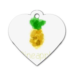 Pineapple Fruit Watercolor Painted Dog Tag Heart (one Side)