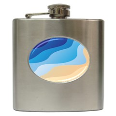 Illustrations Waves Line Rainbow Hip Flask (6 Oz) by Alisyart