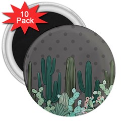 Cactus Plant Green Nature Cacti 3  Magnets (10 Pack)  by Mariart