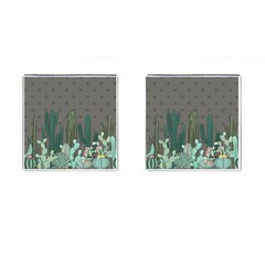 Cactus Plant Green Nature Cacti Cufflinks (square) by Mariart