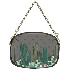 Cactus Plant Green Nature Cacti Chain Purse (two Sides)