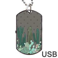 Cactus Plant Green Nature Cacti Dog Tag Usb Flash (two Sides)