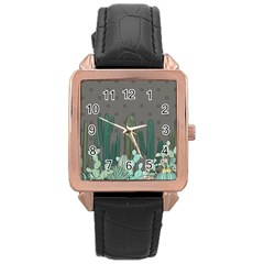 Cactus Plant Green Nature Cacti Rose Gold Leather Watch  by Mariart