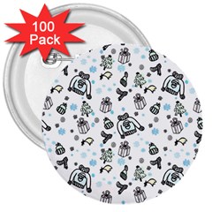 Winter story patern 3  Buttons (100 pack) 