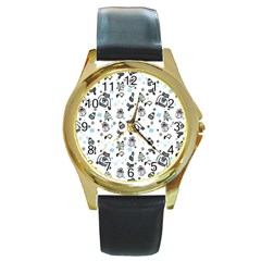 Winter story patern Round Gold Metal Watch