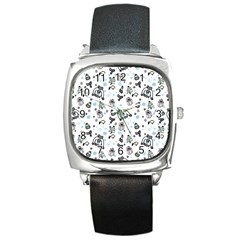 Winter story patern Square Metal Watch